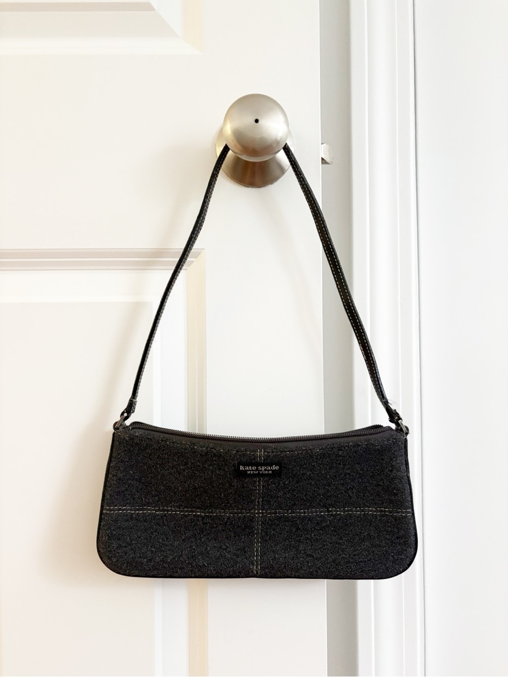 kate spade Black Shoulder Bag with Textured Fabric